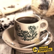 Set Cawan Kopitiam/Vintage Kopitiam Cup / Traditional Chinese Floral Green Flower Cup and Saucer