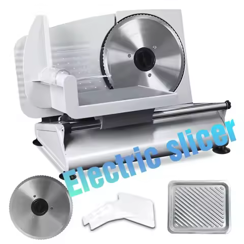Electric Slicer 200WMeat Slicer Teen Lock Protection Removable Stainless Steel Blade Food Carriage A