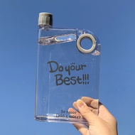 420ml Flat Water Bottle Clear Slim A5 Backpacks Water Bottle Portable Travel Mug Outdoor Sports Wate