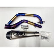 Sale! คอท่อ งานแสตนเลส สำหรับ คอท่อ CB150R สีไทเท พร้อมปลายท่อ และ แคทลดเสียง Yoshimaru / Ak / SC / 