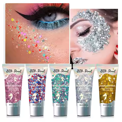 9Colors Mermaid Sequin Body Glitter Gel Multifunctional - Long-Lasting Shine for Carnival/Parties/Fe