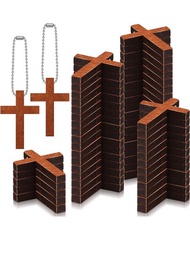10入組迷你木頭十字架迷你木十字架吊飾適用於工藝帶鏈條派對DIY鑰匙圈項鍊手環珠寶製作