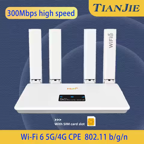 ​​TIANJIE R611 4G LTE WiFi 6 Router,High Speed Internet for Home/Office,Global Bands,4 Antennas for 