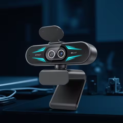 4K Webcam 1080P 60fps Web Camera EMEET C60E 4K Binocular USB Camera With RGB Light for Streaming/Gam
