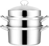 SMLZV Stainless Steel Steamer/Soup Pot 3-layer Large Capacity Household for Gas Stove/Induction Cooker (Size : 26cm)