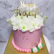 6inch White Floral Bouquet with Longevity Buns Pink Money Pulling Cake