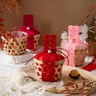 beg goodies kahwin beg goodies Yutian Wedding Candy Box Bamboo Woven Basket Felt Happy Character Can