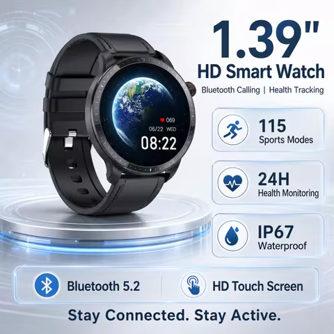 GEJIAN Call Health Smart Watch 1.39 "HD Screen with Heart Rate Sleep IP68 Bluetooth Call Exercise Fi