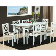 Dining Set White 1+6 Chairs (Meja makan )