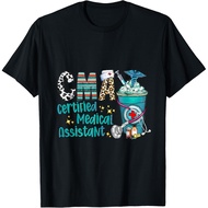 Men's cotton T-shirt Certified Medical Assistant CMA Leopard Cowhide Coffee Cup T-Shirt 4XL , 5XL , 