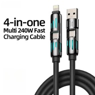 สายชาร์จ USB แบบหลายฟังก์ชัน MFISH 4-in-1 รองรับการชาร์จและซิงค์ข้อมูลด้วย Lightning-Type C สูงสุด 2