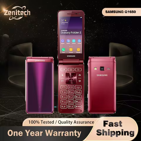 Original Samsung Galaxy Folder2 G1650 4G Mobile Phone 3.8'' Dual SIM 2GB RAM 16GB ROM Flip 8MP+5MP g