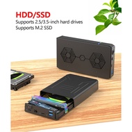 Multifunctional 2.5/3.5-inch HDD+M.2 NVME Protocol Dual-disk Mobile A/C External Hard Drive Box