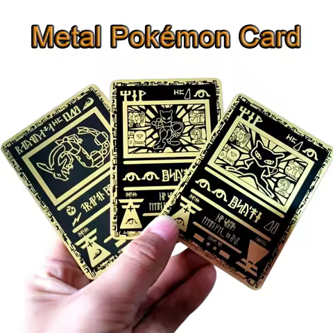 PKM Metal Ancient Mew Promo Movie Holographic Proxy Egypt Rare Black Star Cards Board Game Trading C