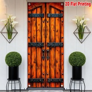 1pc, 2d flat printing Durable Door Banner 70.9x 35.4in party banner Rustic Door(1) Versatile 100% Po