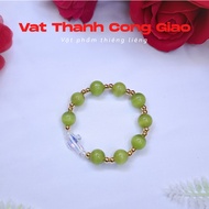 [Catholic Gift] Green Agate Mixed Silver Rosary Bracelet | Catholic Saint