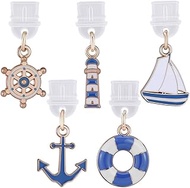 SUNNYCLUE 5 Style Blue Dust Plug Pendant Cute Charging Port Pendant Enamel Metal Boat Sailor Ocean S