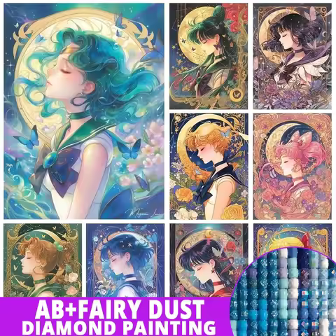 Fairy Dust AB Cartoon Girl Diamond Painting Beauty Girl Warrior Sticking Embroidery Handmade DIY Mos