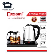 🔥PROMOTION🔥 DESSINI ITALY Glass Electric Kettle Temperature Control Automatic Cut Off Boiler Jug Cerek (1.8L + 1.1L)