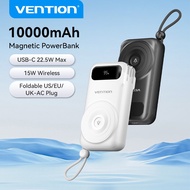 Vention 10000mAh Powerbank 15W Magnetic Wireless Charging Integrated USB-C and iP Cables Built-in EU