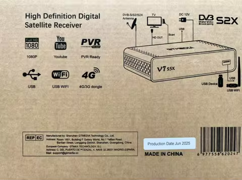 Original GTMEDIA V7S5X HD H.265 DVB-S/S2/S2X Satellite Receiver Full 1080P DVB-S2 HD set top box PK 