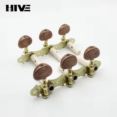 Wooden Guitar Tuning Peg Gold-plated Oval Brown Agate Semi-circular Plastic Tuning Pegs Three-in-One