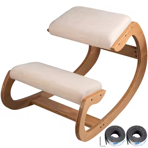 SucceBuy Ergonomic Kneeling Chair Stool W/ Thick Cushion Home Office Chair Improving Body Posture Ro