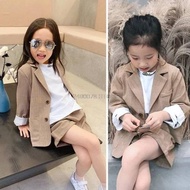Baju anak perempuan set 3in1 blazer crop usia 5-7 thn korea kekinian
