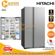 Hitachi Inverter Dual Fan Cooling Side by Side Refrigerator 595L R-S800PM0 (GBK) / R-S800PM0 (GS)