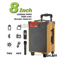 Sing-E JQS-908S 8Inci Troli Speaker Kayu dengan 10000 PMPO Super Bass Speaker Karaoke System Subwoof