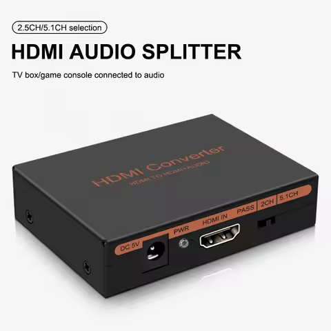 HDMI Audio Extractor 1080p@60HZ, HDMI 1IN 1 OUT Audio Converter, HDMI to HDMI + Optical SPDIF + 3.5 