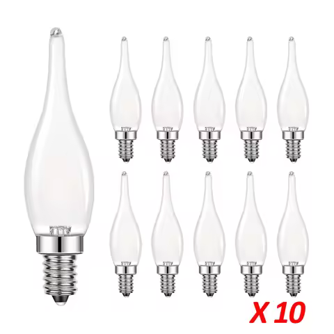 10PCS Decorative E12 Candelabra Light Bulbs Frosted Chandelier Replacement Bulb E14 E12 1.5W Dimmabl
