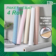 Package OF 4 Roll - Linen Wallpaper Roll Aluminum Foil 50x280cm Foam Wall Wallpaper 3D Wallstickers
