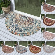 Semi-Circular Floor Mat Bohemian Vintage Round Rug Entryway Door Blanket Rug