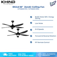 Khind 56" ZenAir Ceiling Fan CF56DC1R / CF56DC3RL | Low Noise | 6+6 Speeds | Natural Wind