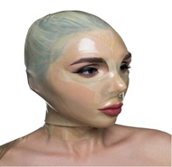 MFMYEE BDSM Transparent Latex Mask Rubber SM Fetisch Full Bondage Blindfolds-Cosplay Mask Halloween 