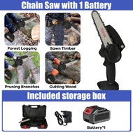 Chain Saw Cordless 2 baterai 6 Inch Chainsaw Cordless Chainsaw Gergaji Rantai Elektrik Mini Portable Genggam Lithium Model