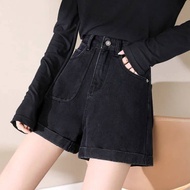 Denim shorts womens loose fitting and slimming 2023 summer new high waisted wide leg pants