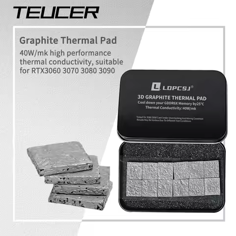 TEUCER 12PCS 3D Graphite Thermal Pad 14x12mm 40W/mK GDDR6X VRAM Custom Heat Conduction Mat for GPU 3