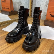 XY^Yang mi2022Dr. Martens Boots Female British Style Handsome Motorcycle Boots Soft Bottom Middle Boots Internet Hot Boo