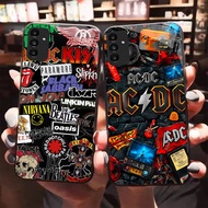 HK-43 Rock Band White Black Glass Glass Casing for Samsung A14 A04S S21 FE A15 A35 A25 A24 A34 A54 A