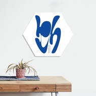 Poster dinding aesthetic walldecor MDF Hexagon Blue picture premium high quality - SK134