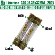 1PCS Littelfuse 0313.100MXP LF 313 Slo-Blo Fuse with Resistance in Glass Tube 43Ohms 100mA 0.1A 3AG 