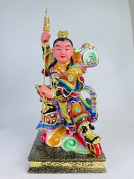 YMS 樟木立雕正金 中坛元帅 哪吒三太子 哪吒 太子元帅 金身 神像 12寸 16寸 19寸 香樟木 香樟木神像 Zhong Tan Yuan Shuai Statue