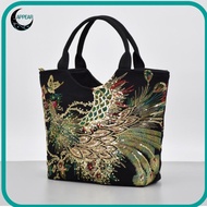 APPEAR Retro Canvas Square Shiny Embroidered Handbag