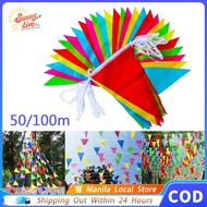 Durable Triangle Flags Bunting Fiesta Banderitas Flag Banner Multicolored 50/100m Rainbow Pennant
