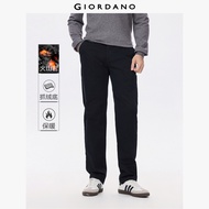 GIORDANO Men Pants Thermal Fleece Lined Warm Pants Mid Rise Straight Regular Fit Fashion Casual Twil