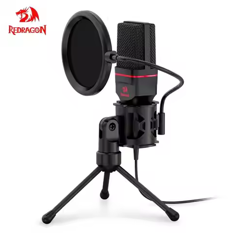 REDRAGON GM100 Seyfert Omni Condenser Microphone With Tripod Audio 3.5mm Computer Studio For PC Phon