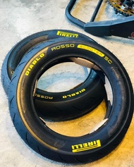 ยาง PIRELLI ROSSO SC ตัวนี้ขอบ 12 ตัวอักษรเหลือง ยางปี 24 100/90-120/80