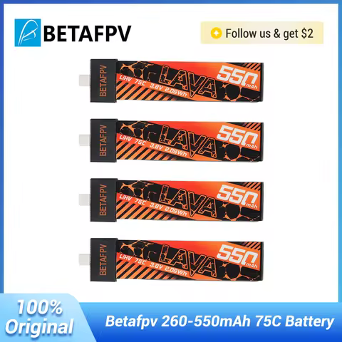 BETAFPV LAVA 1S 260 300 450 550mAh 75C Battery BT2.0 Connector for FPV Racing Drone Airplanes